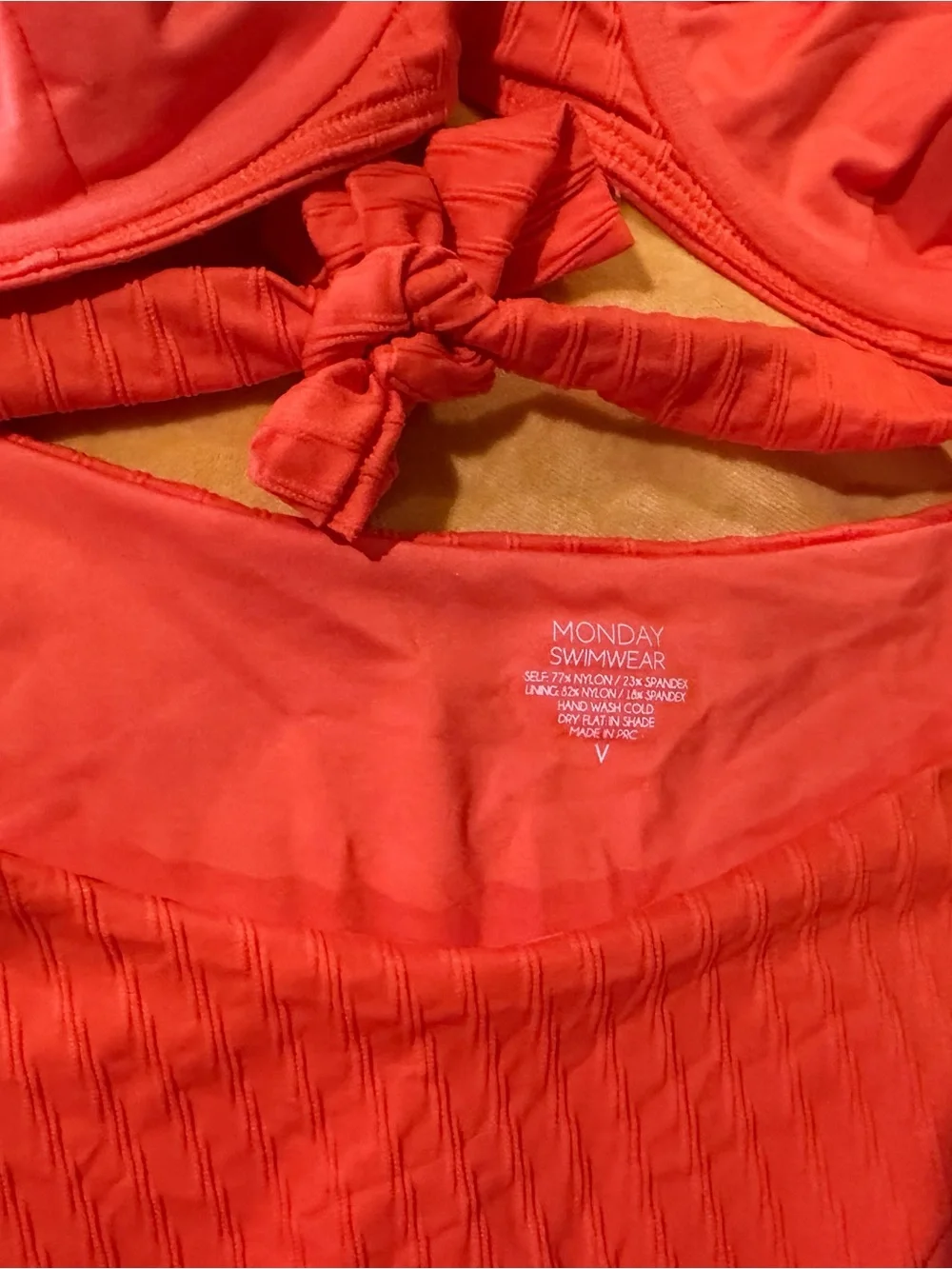 Monday Swimwear Orange Ribbed Underwire Bikini Bottom